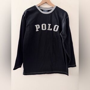 Polo Sport Ralph Lauren black crewneck fleece base layer spell out vintage y2k